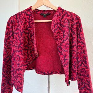 Zink London Red Black Baroque Print Cropped Jacket M — Asymmetrical Zip